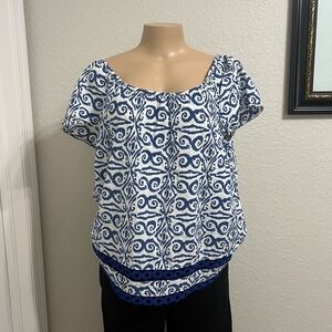 Vineyard Vines Blue and White Swirl Blouse
